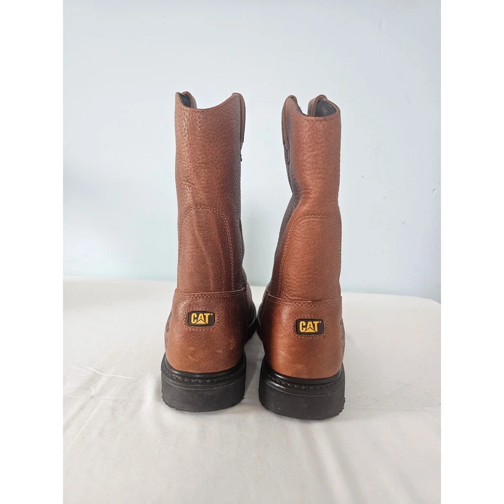 Workwear Caterpillar Steel Toe Boot Mens 9.5 Brown Waterproof Leather Pull On